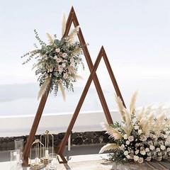 2 Pack Rustic Wedding Arch Triangle Arbor Backdrop Party Stand 8.2ft 9.8ft Wood