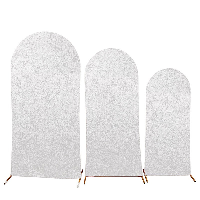 3 Crushed Velvet Round Top Wedding Arch Backdrop Stand Covers Set Party Events
