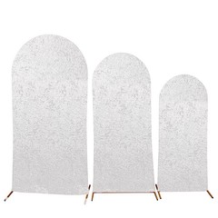 3 Crushed Velvet Round Top Wedding Arch Backdrop Stand Covers Set Party Events
