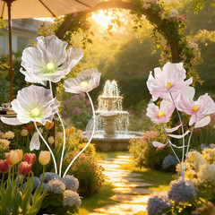 67-Inch White Tulle Poppy Flowers for Weddings, Parties, and Displays