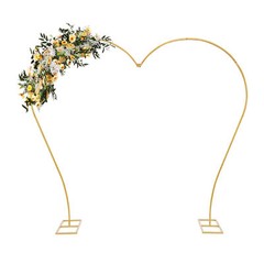 Gold Wedding Arch Rack Heart-shaped Flower Stand Metal Party Backdrop Rack
