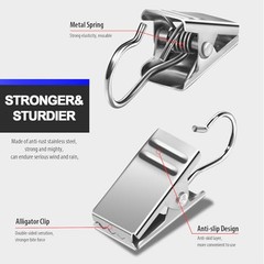 100 PCS Small Curtain Hooks Curtain Clips Bag Clips, Stainless Steel Silver