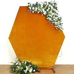 8 feet GOLD Fitted Velvet Hexagon Backdrop STAND COVER Party Decorations