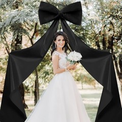 Giant 118×28 Inch Wall Bow Decoration – Black Satin