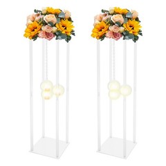 2Pcs Wedding Centerpieces Stand Wedding Flower Stand w/ Hanging Candle Holders