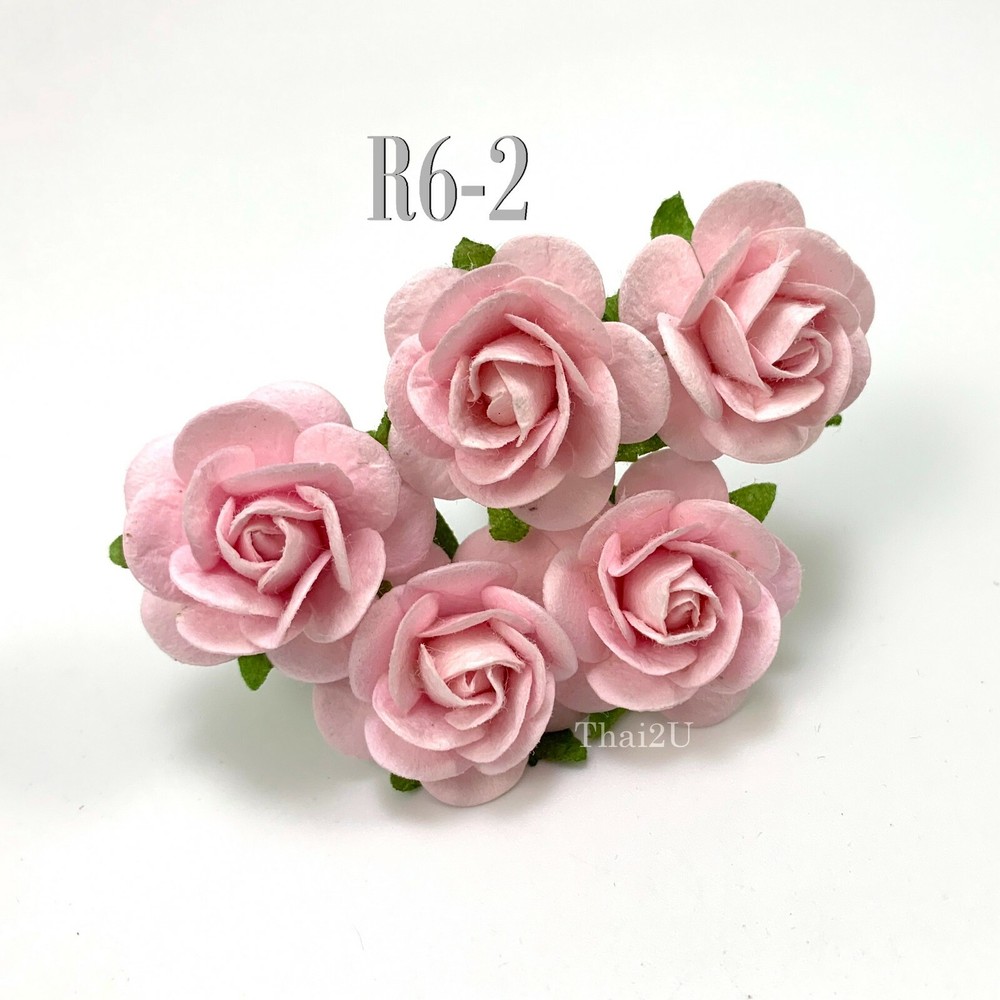 1″or2.5cm SOFT Baby Pink Open Rose Paper Flowers Wedding Scrapbook Craft (R6-2)