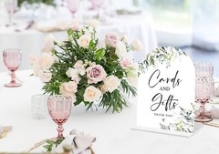 Greenery Cards and Gifts Sign, 6 x 8 Inch White Arch Acrylic Wedding Sign wit…