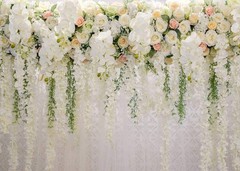 White Rose Floral Theme Photography Backdrops Bridal Shower 7×5 ft,
