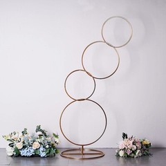 5 ft GOLD Metal HOOPS Pillar BACKDROP STAND Wedding Party Events Home Supplies