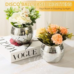 6 Pcs Disco Ball Vase Disco Ball Planter for Centerpieces Disco Glass 3″ X 4″