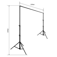 10 ft x 10 ft BLACK Photography Backdrop Stand Kit Studio Photo Background Party
