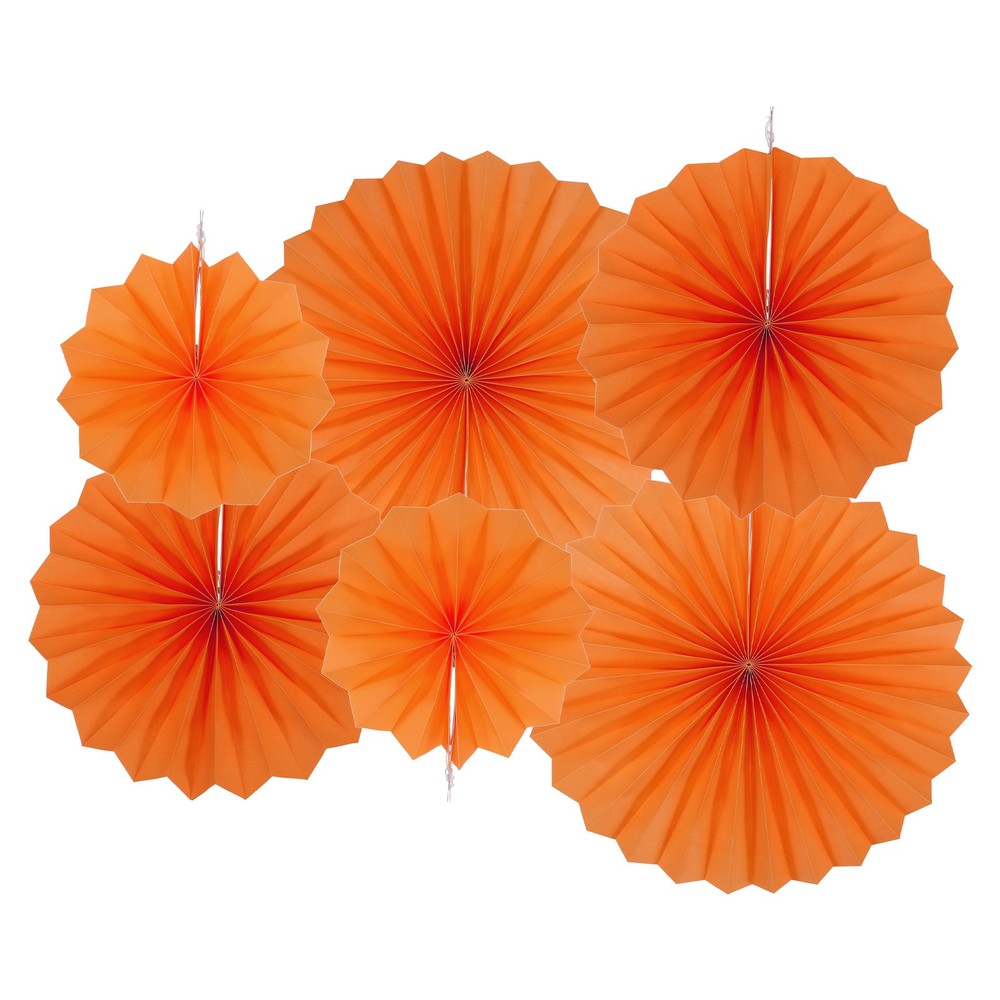 Hanging Paper Fans Party Set 12Pcs Decoration for Home Birthday Wedding(orange)