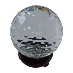 200mm D Cut Crystal Ball Sphere Clear Prism Wood Rotatable Stand 7.87″