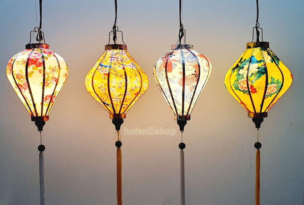 Vietnamese Hoi An Silk Lanterns for Restaurant Decoration – Set 4 pcs lanterns