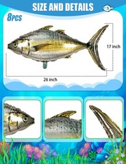 8PCS Tuna Fish Balloons Realistic Tuna Balloons Fishing Birthday Party Decora…