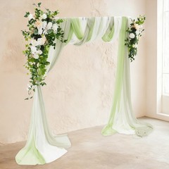 Wedding Arch Draping Fabric 26.2 x 2.5FT Green Rose Artificial Flower Decor