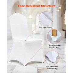 50PCS White Spandex Chair Covers for Events, Parties, and Weddings