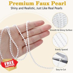 White Faux Pearl Garland 164ft 3mm String Roll for Wedding Decor