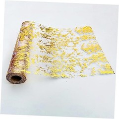 100ft Metallic Mesh Sheer Table Runner Roll – Extra Long Table 1pc（100 ft） Gold