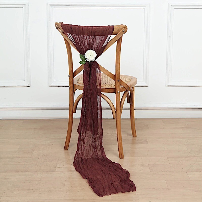 5 BURGUNDY Gauze Cheesecloth CHAIR SASHES Party Events Decorations Supplies