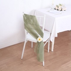 5 DUSTY SAGE Premium Chiffon Wide CHAIR SASHES Wedding Party Reception