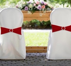 Chair Sashes Bows, 30 Piece Elastic Chair Cover Bands Milk Silk,14.2×5.9in Clip