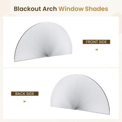 Grandekor 2 Pack No Drill Arch Window Shades 48″ Wx24 H Blackout Cordless Hon…
