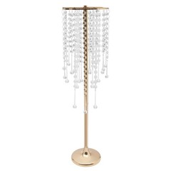 10 Pieces 75cm Gold Flower Stands with Crystal Beads for Elegant Decor