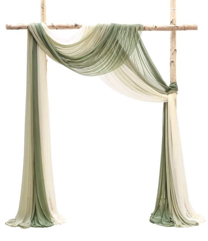 Floroom Wedding Arch Draping Fabric 3 Panels 20Ft Chiffon Fabric Drapes Arbor…