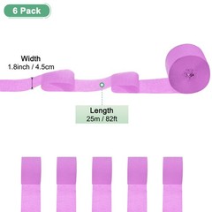 6-Rolls 492ft Crepe Paper Streamer for DIY [Light Purple-1.8 Inch x 82 Ft/Roll]
