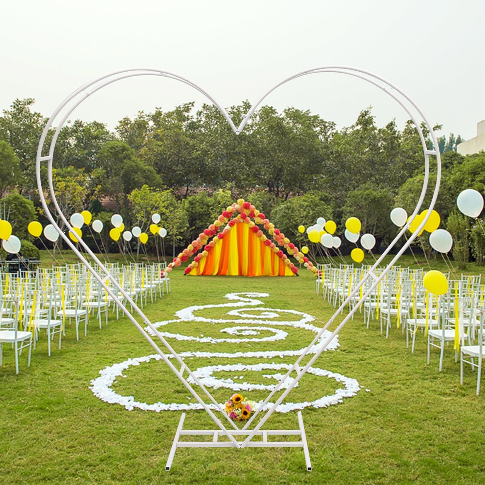 Metal Heart Shaped Wedding Arch Backdrop Stand White for Wedding Ceremony Decor