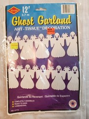 Vintage 1987 Beistle Ghost Garland 12ft Art Tissue Decoration Halloween NEW