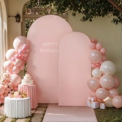 Arch Cover 2 Set – 7.2 and 6ft Arch Backdrop Cover Spandex 7.2FT+6FT Pink