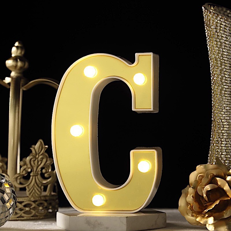 6″ tall GOLD C LED Lighted Marquee Letters Sign Party Wedding Events Decorations