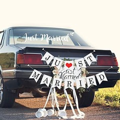 4 Sets Just Married Car Decorations Ornate Magnets 12 x 7.5, Wedding Day Car
