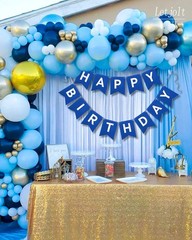 Navy Blue Happy Birthday Banner Nautical Theme Boys Birthday Party Supplies G…