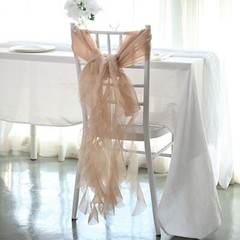 Nude Premium Curly Chiffon CHAIRS Covers Cap SASHES Bows Ties Wedding Sale