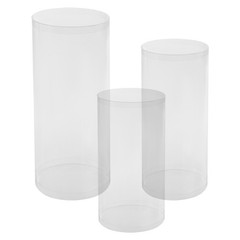 3 Pcs Round Cylinder Pedestal Stand For Wedding Party Display Stand Decor Clear