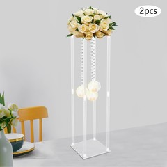 2Pcs Wedding Centerpieces Stand Wedding Flower Stand w/ Hanging Candle Holders
