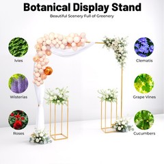 Gold Wedding Arch Kit 6.56ft With 2 Flower Stands Heavy Duty Balloon Backdrop