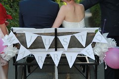 Just Married Bunting Scalloped Heart Banner Garland – Wedding Party Decoration