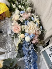 Wedding Artificial Floral Arrangement Decor Blue White Pink Green Fabric Plastic