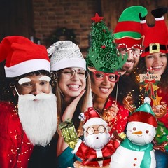 64 Pcs Photo Booth Props Set – Christmas Party Decorations, Hats, Headbands, …