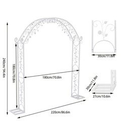 Weatherproof White Wedding Archway Backdrop Stand Garden Arch Trellis Arbor 2.4M