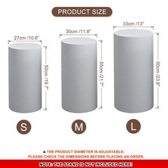 3 Set Cylinder Spandex Stand Covers Gray Elastic Fabric-Small