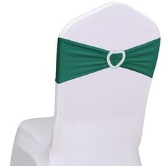 60 Pack Green Spandex Chair Sashes with Rhinestone Heart Buckle Wedding Decor