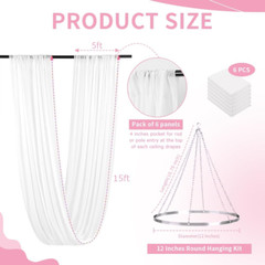 Elegant White Sheer Chiffon Ceiling Drapes Kit for Weddings & Events