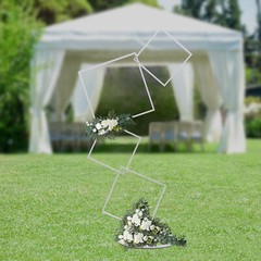 White Metal Flower Frame Weddings Square Backdrop Garland Plants Display Stand