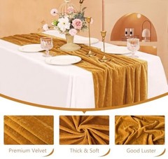 Velvet Table Runner 20 x20 Inches0ft Luxurious Thick Soft Velvet 1 Gold
