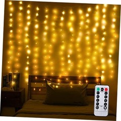 LED Window Curtain Light, Warm White Fairy String Light with Remote Control